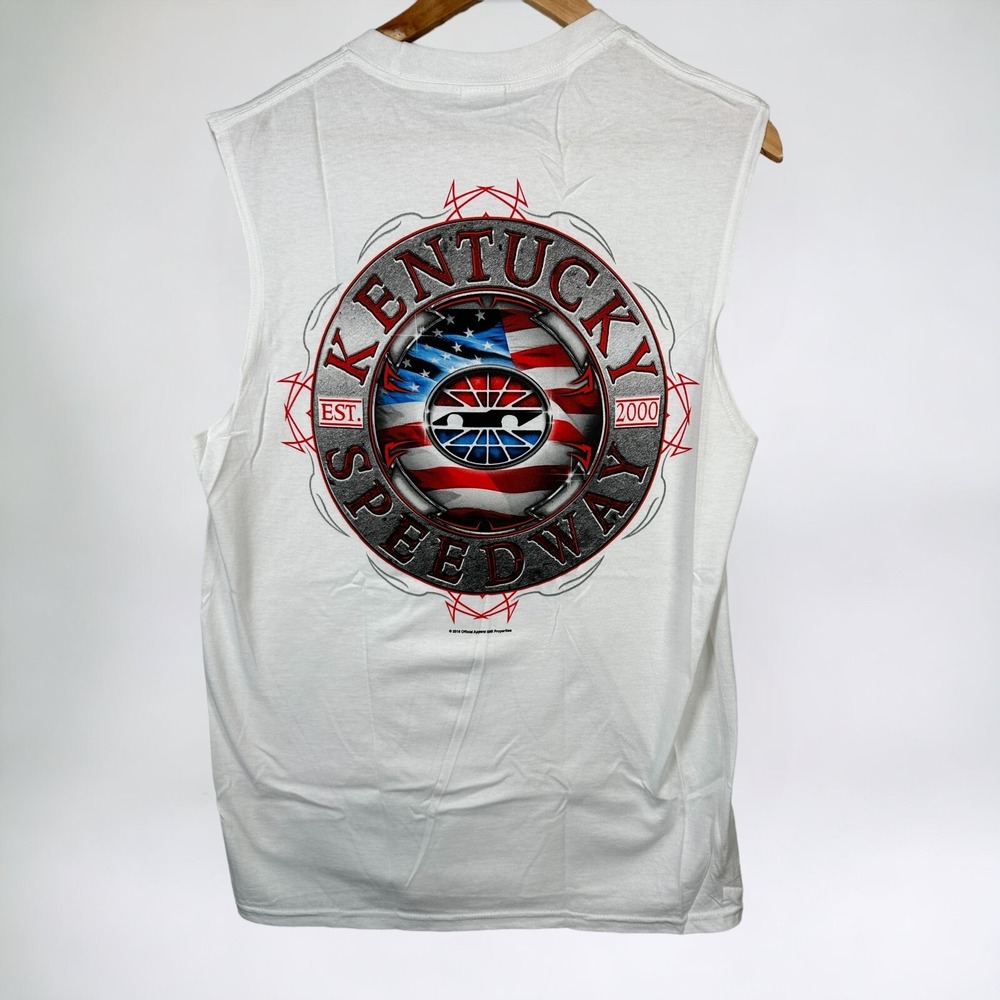 New Kentucky Speedway T Shirt Racing NASCAR‎ White Tank Top Medium Mens Crew